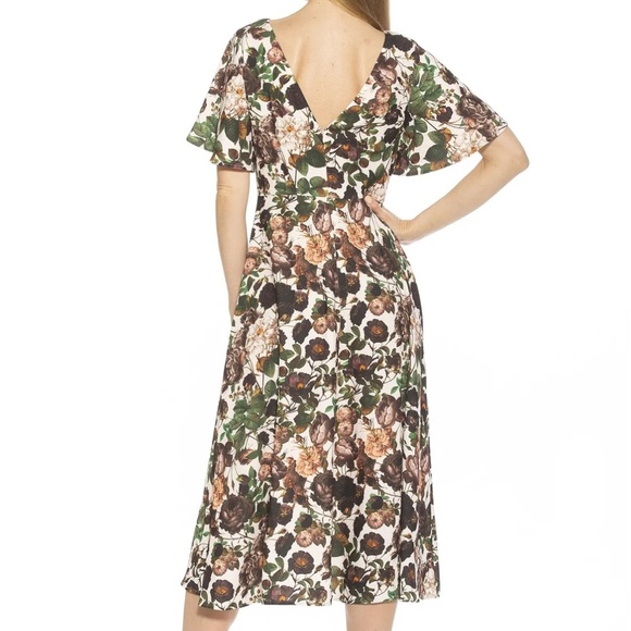 NWOT Alexia Admor Aster Floral Flutter Sleeve Midi Dress - Picture 3 of 10